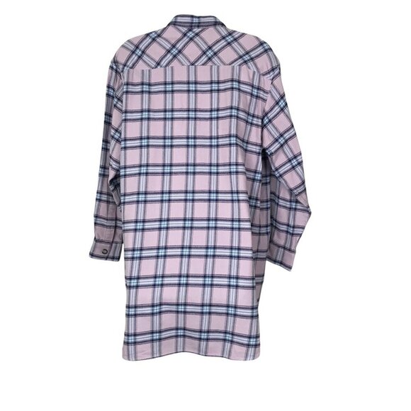 Isabel Marant Etiole Flannel Pink And Blue Plaid Shirt Dress Size 36 (6) - Picture 7 of 11